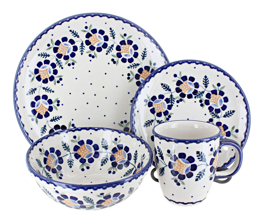 Blue Rose Polish Pottery Tulip 16 Piece Dinner Set