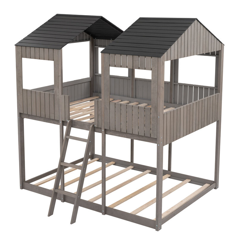 Merax Bunk Bed with Roof and Ladder