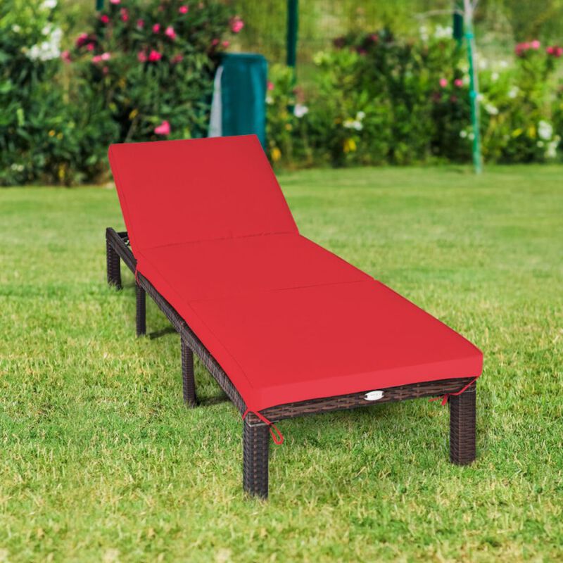 Outdoor Rattan Adjustable Cushioned Chaise