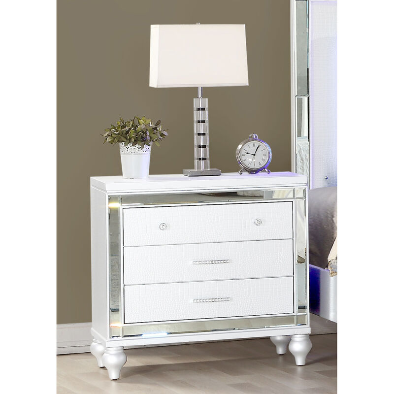 Sterling Mirror Framed Nightstand Made with Wood in White
