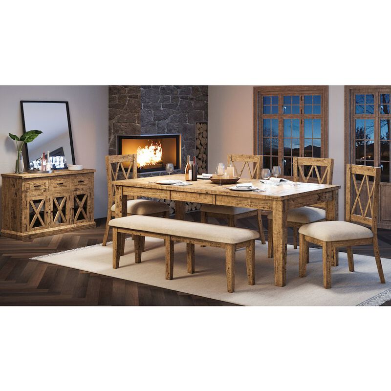 Jofran Telluride Rustic Farmhouse Solid Wood 78 Extension Dining Table