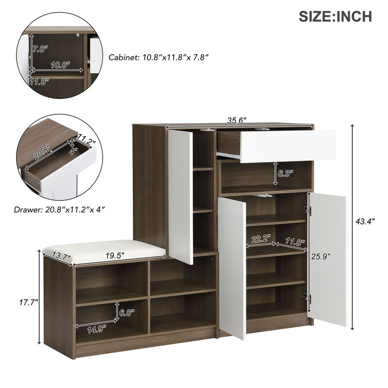 Merax Multi-functional Shoe Rack Bench with Padded Seat