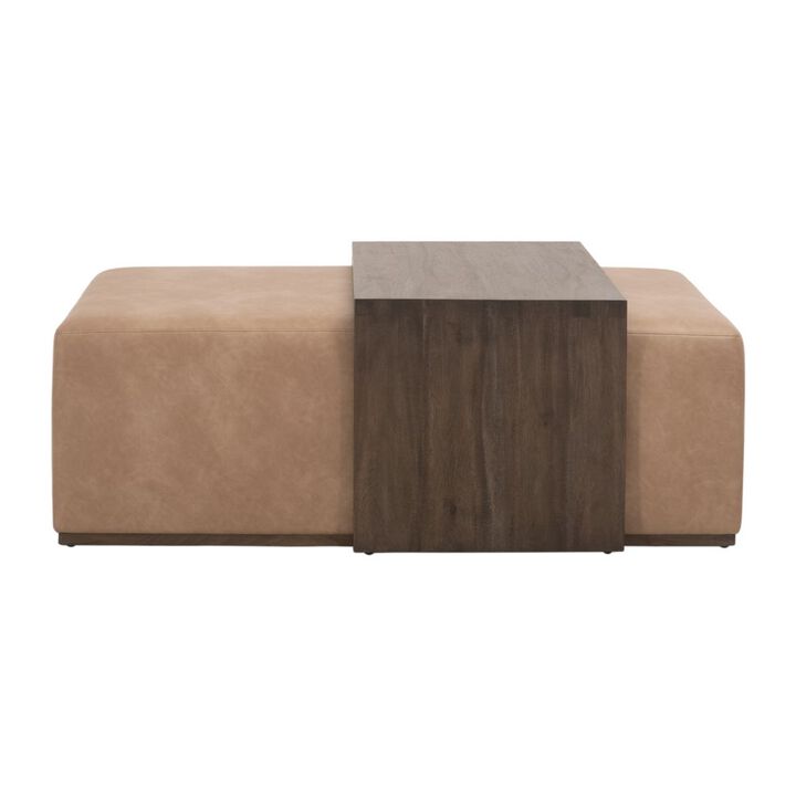 Dovetail Upholstered Coffee Table in Brown