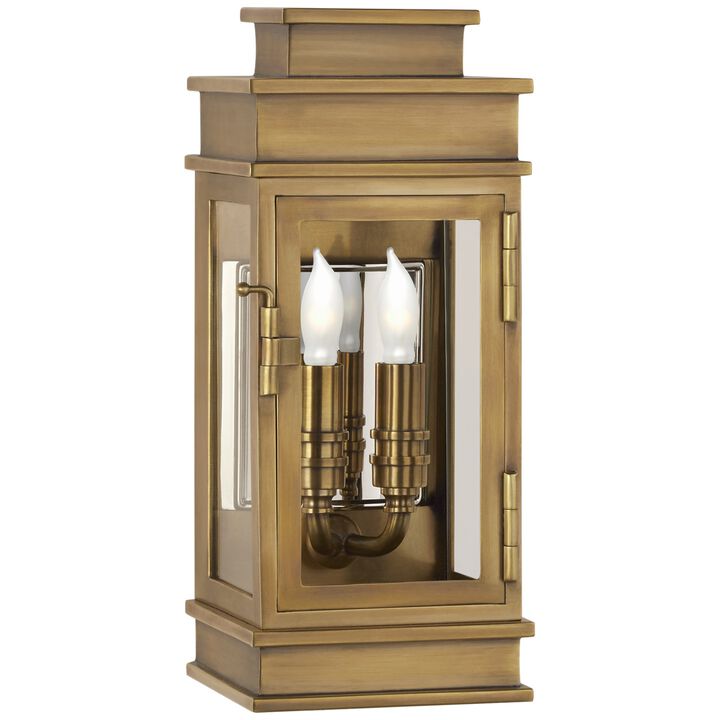 Linear Mini Wall Lantern in Antique-Burnished Brass