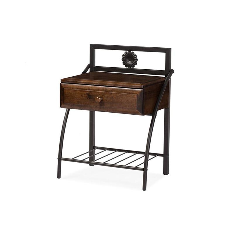 Walnut Brown Wood 1-Drawer Nightstand