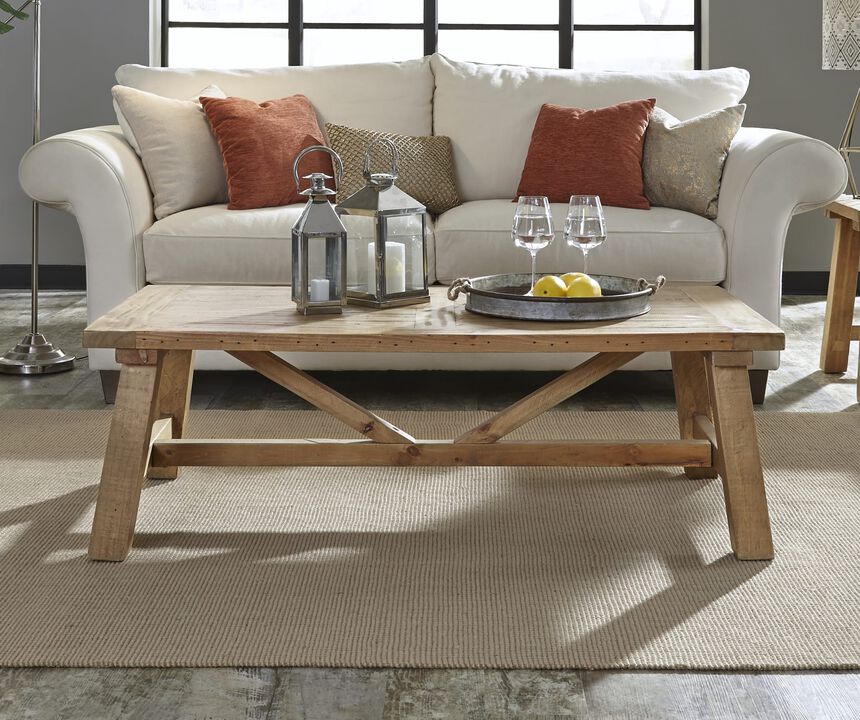 Harby Reclaimed Wood Rectangular Coffee Table in Rustic Tawny