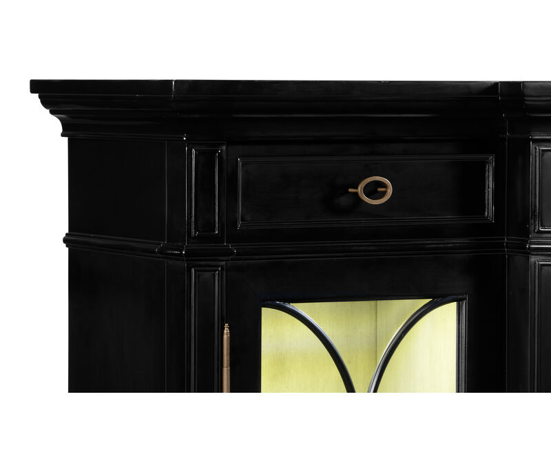 Breakfront Black Display Cabinet