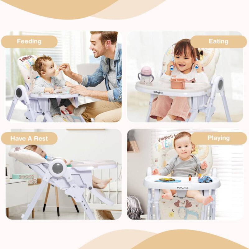 Hivvago Baby High Chair Folding Feeding Chair with Multiple Recline and Height Positions