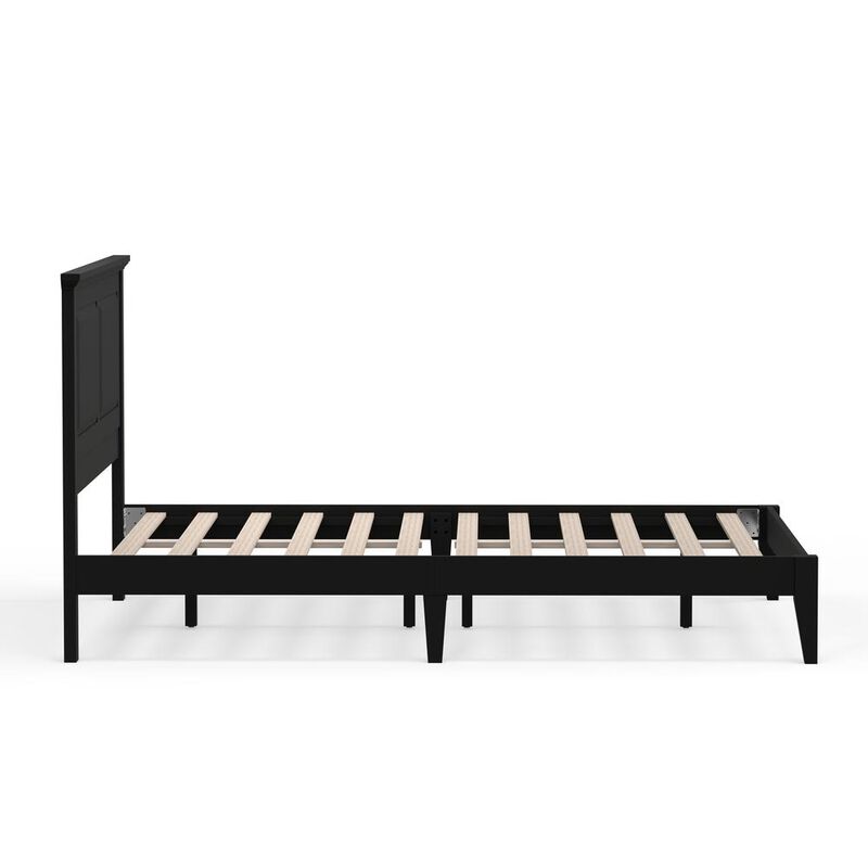 Glenwillow Home Cottage Style Wood Platform Bed in Queen - Black