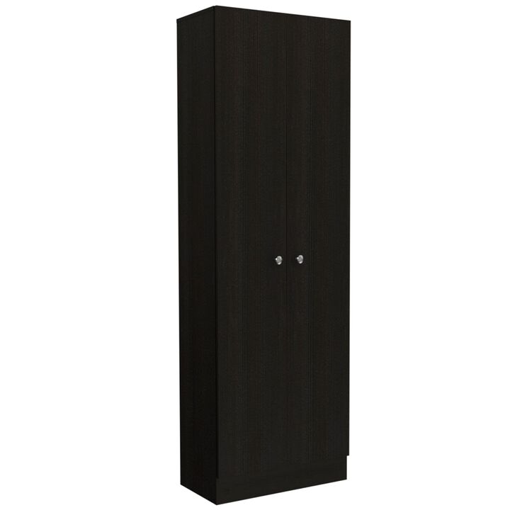 TUHOME Multi Storage Pantry Cabinet, Five Shelves, Two Door Cabinet, Black, For Kitchen Room