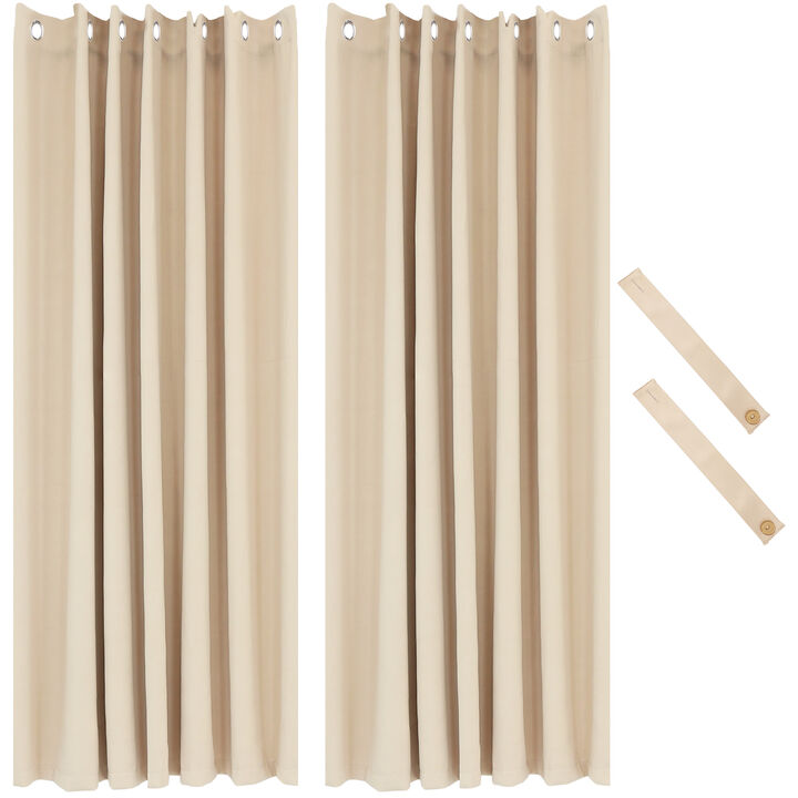 Sunnydaze Room Darkening Curtain Panel - Beige - 100 in x 84 in - Set of 2