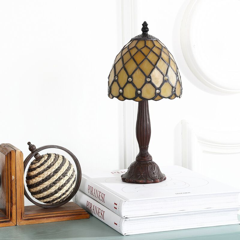 Campbell Tiffany-Style 12.5" LED Table Lamp, Bronze