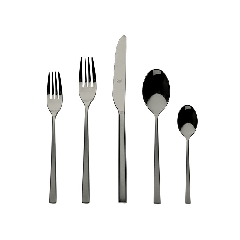 Atena Frozen Black Gold Flatware Set (5 Pieces)