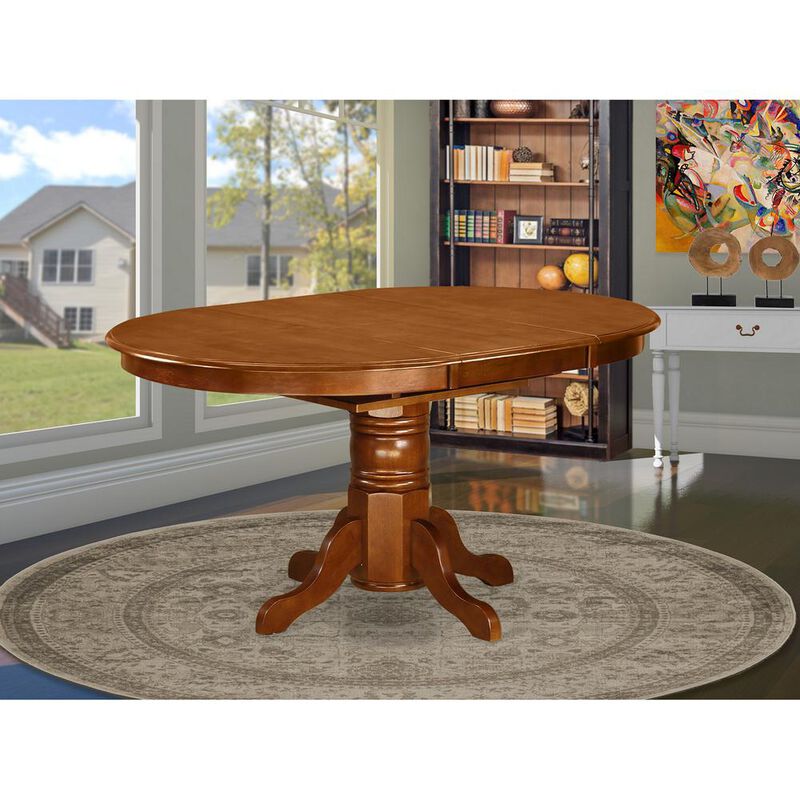 East West Furniture Avon  Oval  Table  With  18  Butterfly  leaf  -  Saddle  Brown  Finish