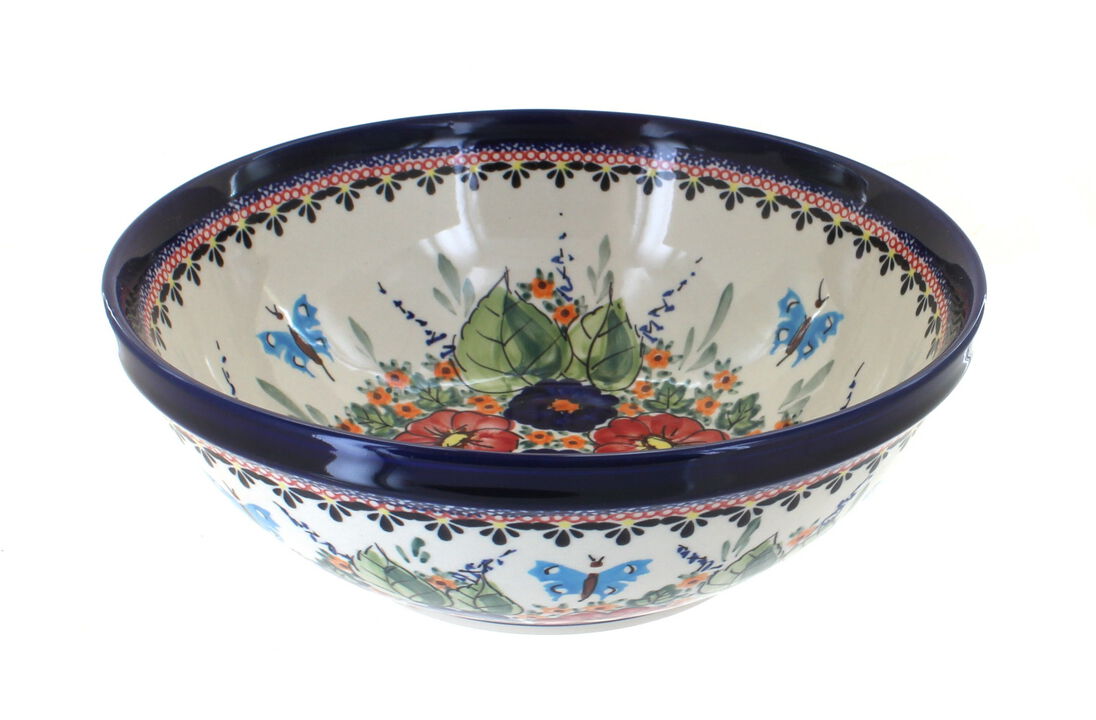 Blue Rose Polish Pottery Evergreen Large Serving Bowl