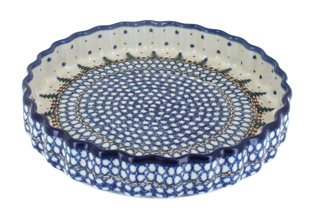 Blue Rose Polish Pottery Rustic Pines Torte Plate