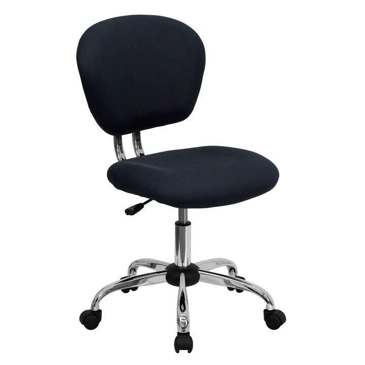 Beverly Mid-Back Gray Mesh Padded Swivel Task Office Chair with Chrome Base
