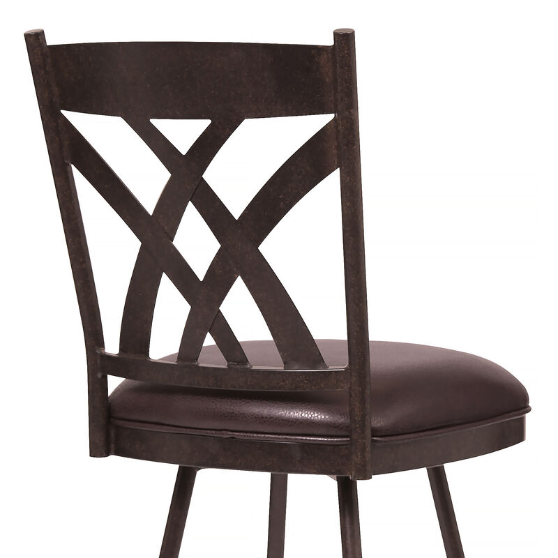 Dover  Counter Height Barstool in Auburn Bay and Brown Faux Leather