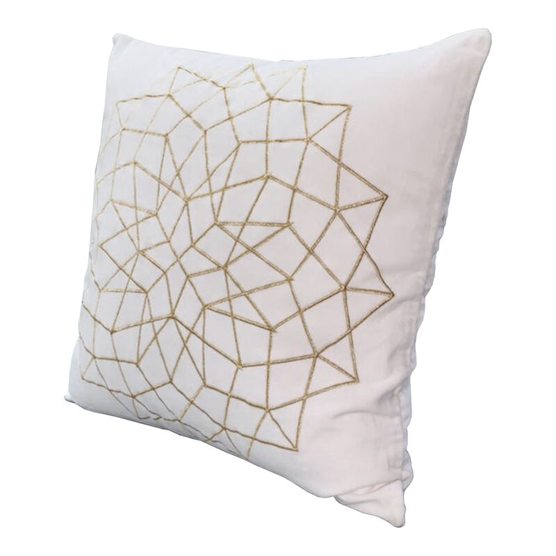 20 x 20 Square Accent Throw Pillow, Embroidered Geometric Abstract Pattern, With Filler