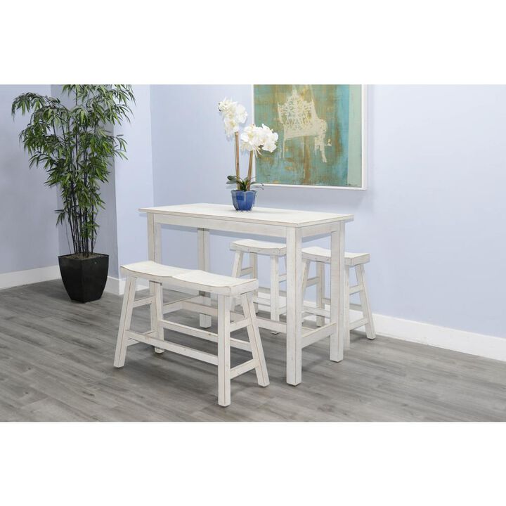 Sunny Designs White Sand Counter Bench, Wood Seat