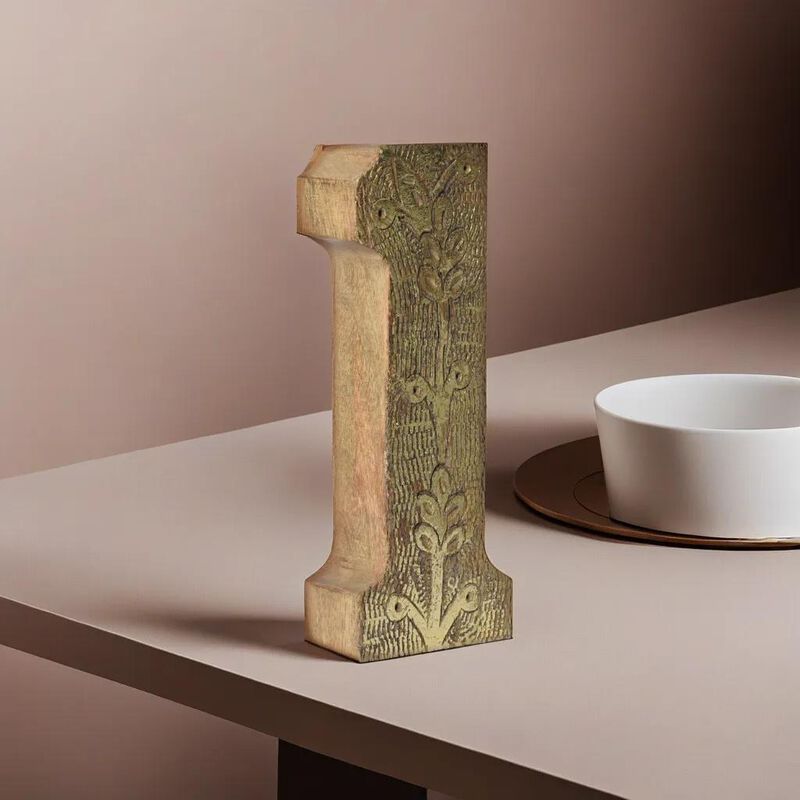 Vintage Natural Gold Handmade Eco-Friendly "1" Numeric Number For Wall Mount & Table Top Décor