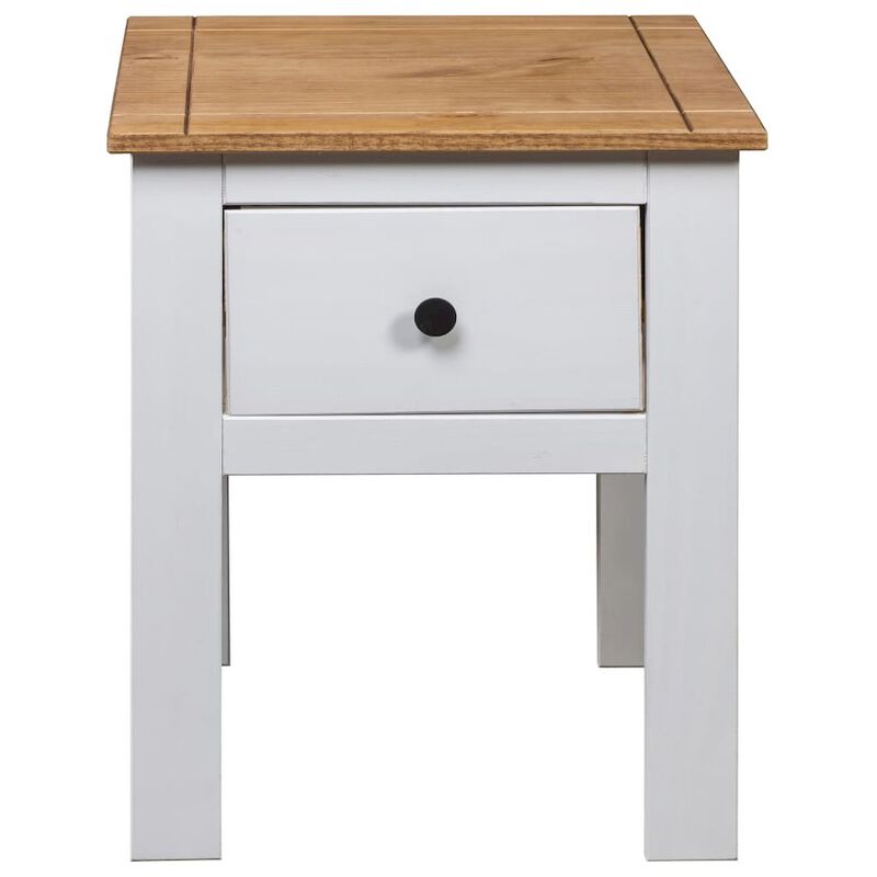 Bedside Cabinet White 18.1"x15.7"x22.4" Pine Panama Range