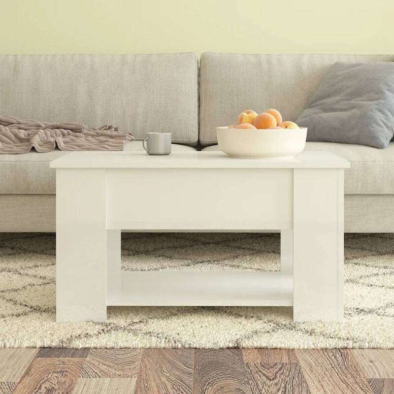 Coffee Table High Gloss White 31.1"x19.3"x16.1" Engineered Wood