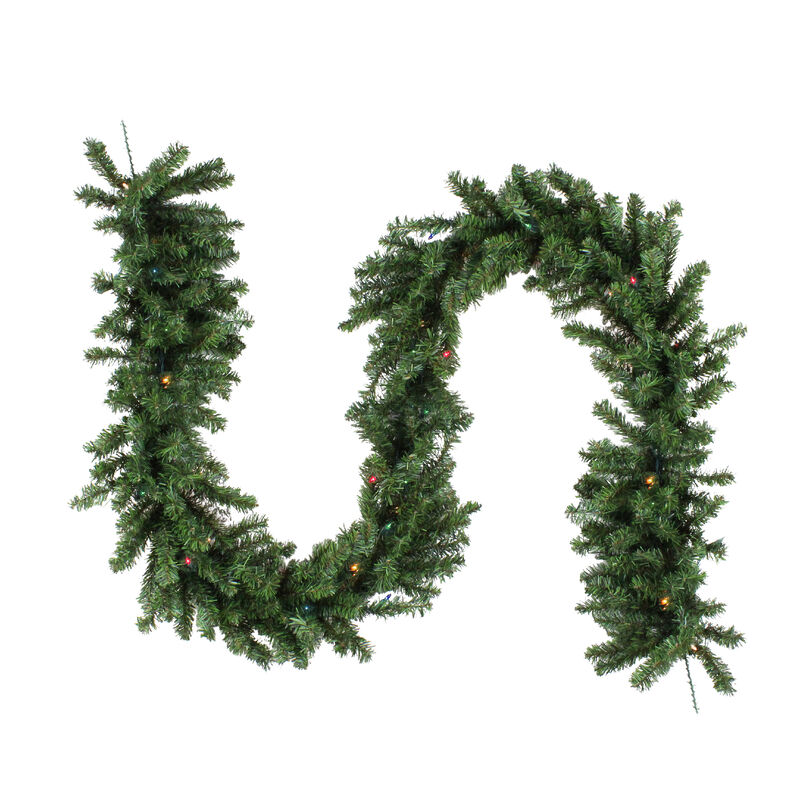 9' x 14" Pre-Lit Canadian Pine Artificial Christmas Garland  Multi Lights