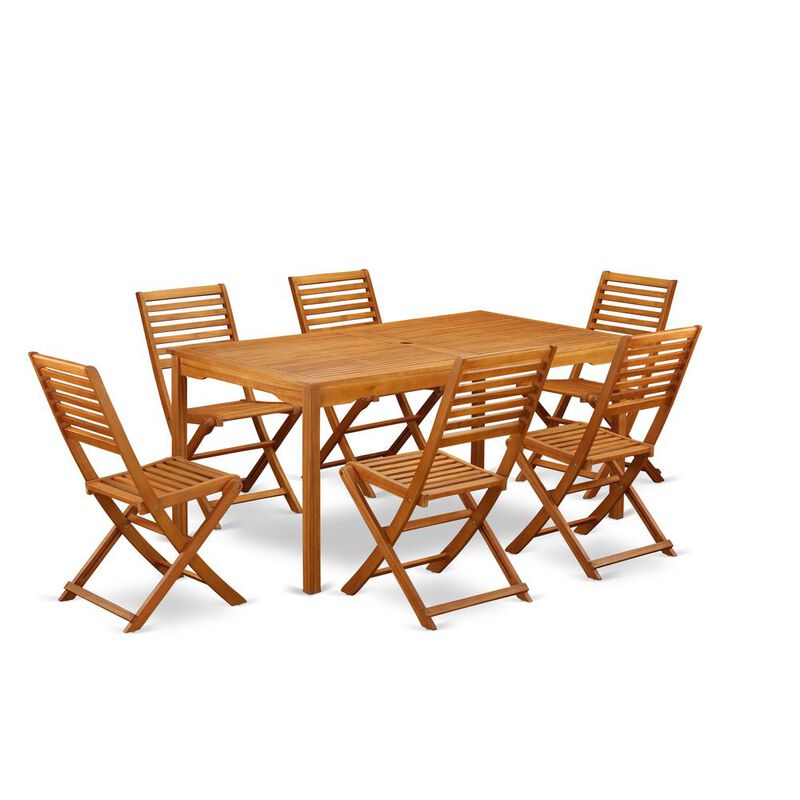 Wooden Patio Set Natural Oil, CMBS7CWNA