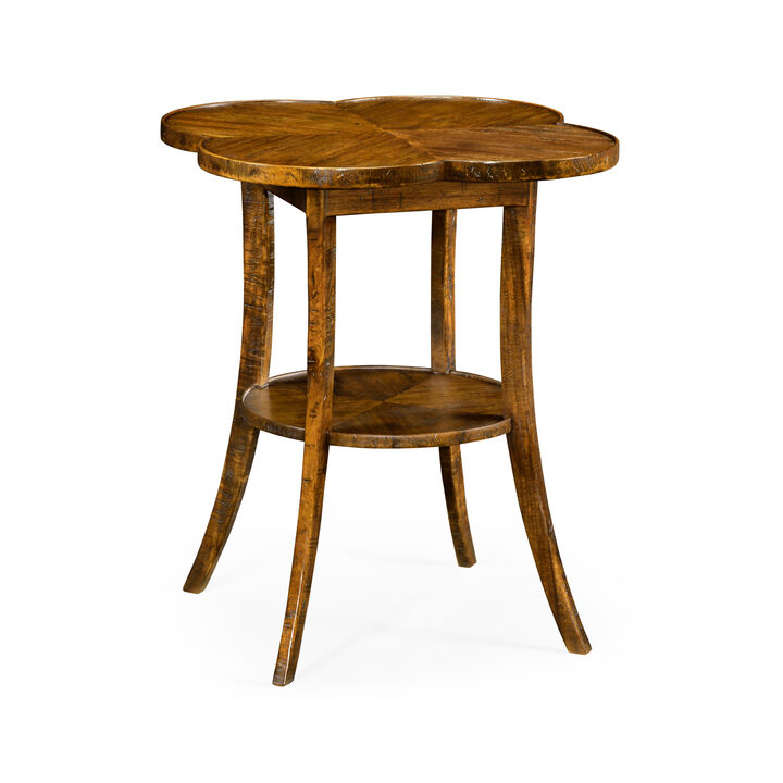 Walnut Quatrefoil Accent Table