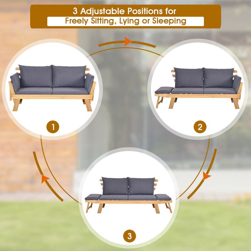 Adjustable  Patio Convertible Sofa with Thick Cushion