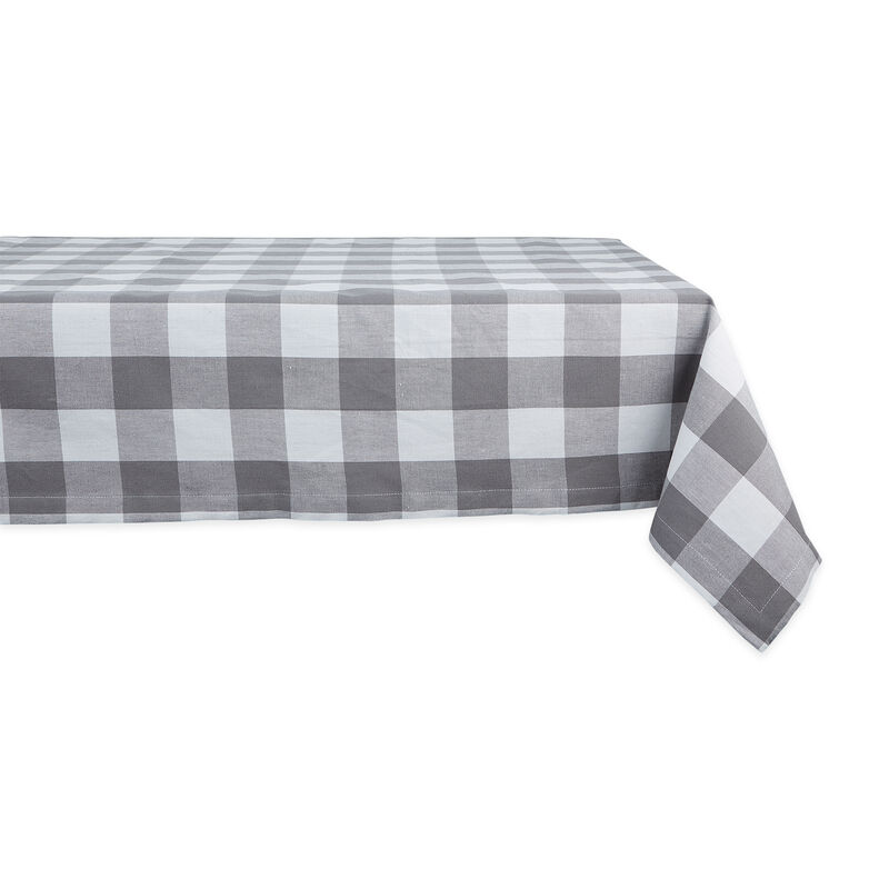 104" Gray and White Checkered Tablecloth