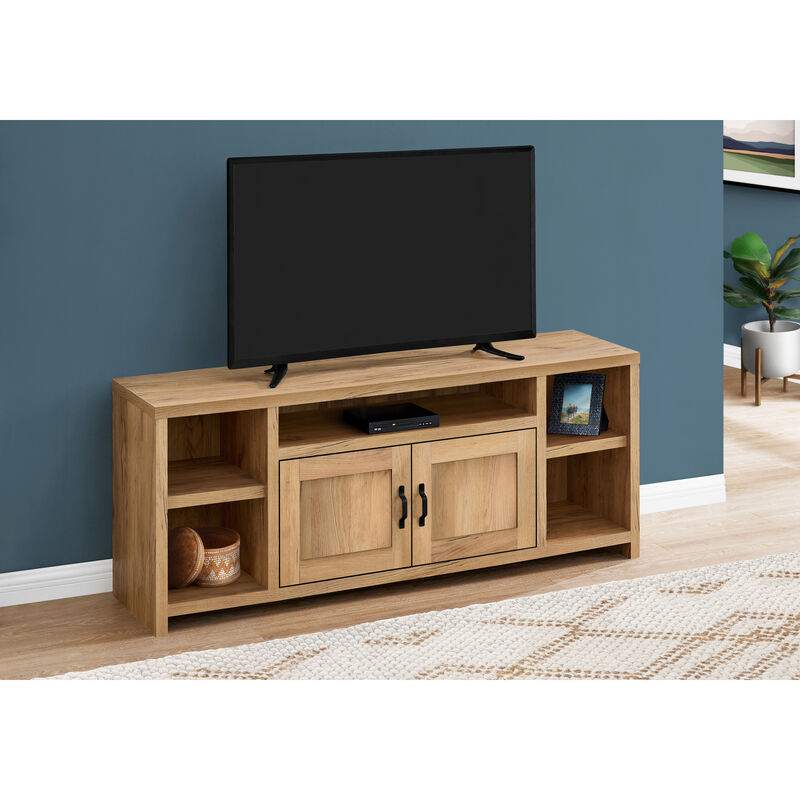 Monarch Specialties I 2744 Tv Stand, 60 Inch, Console, Media Entertainment Center, Storage Cabinet, Living Room, Bedroom, Laminate, Brown, Transitional