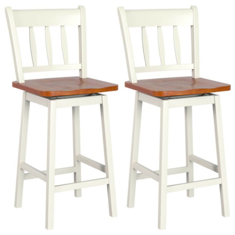 Set of 2 Swivel Bar Stools with 360� Swiveling