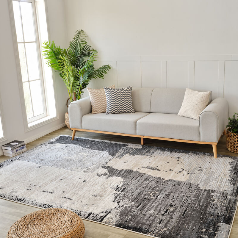 Nomad Abstract Modern Cream Grey Indoor Area Rug