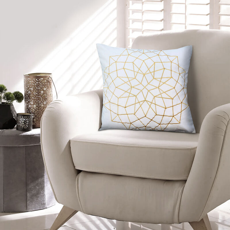 20 x 20 Square Accent Throw Pillow, Embroidered Geometric Abstract Pattern, With Filler