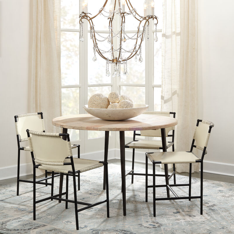 Asher Leather Dining Chair, White