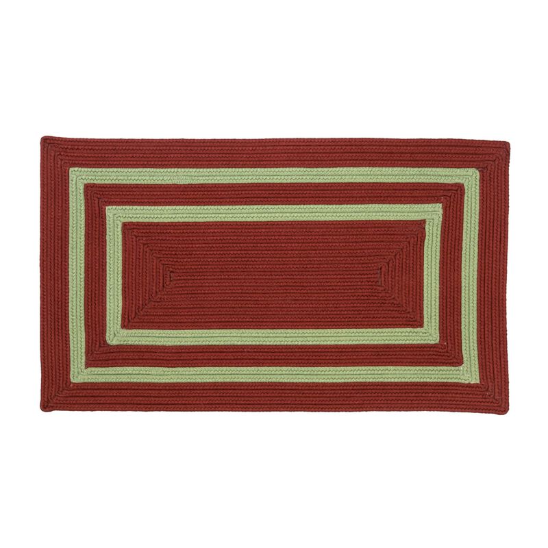 Colonial Mills  22 x 34 in. Double Border Christmas Rectangle Rug - Red & Green