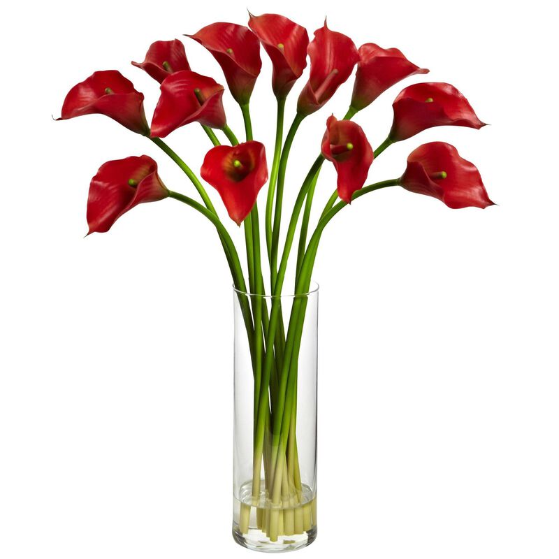 Nearly Natural Calla Lilly w/Cylinder Vase