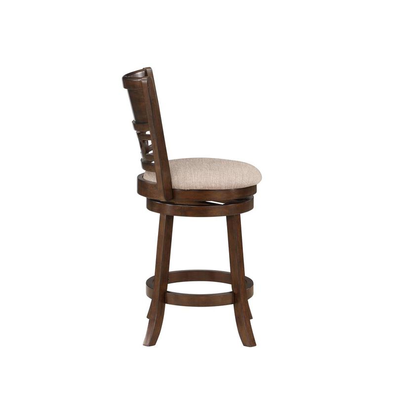 New Classic Furniture Gia 24 Solid Wood Swivel Counter Stool with Fabric Seat in Cherry