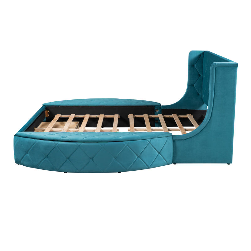 Merax Velvet Upholstered Platform Bed with Storage