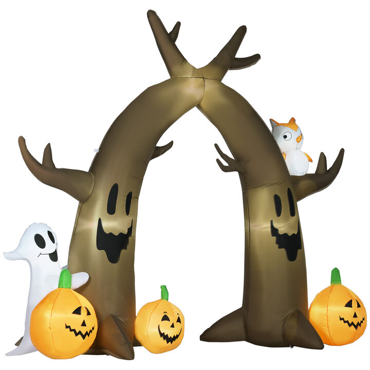 HOMCOM 10FT Halloween Inflatable Archway with Ghost Pumpkin Owl LED Lights