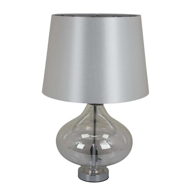 Lilo 24 Inch Table Lamp, Cone Shade, Round Drop Narrow Top, Transparent - Benzara