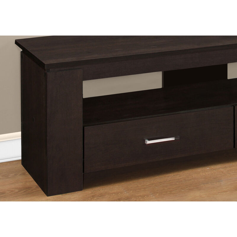 Monarch Specialties I 2600 Tv Stand, 48 Inch, Console, Media Entertainment Center, Storage Drawers, Living Room, Bedroom, Laminate, Brown, Contemporary, Modern