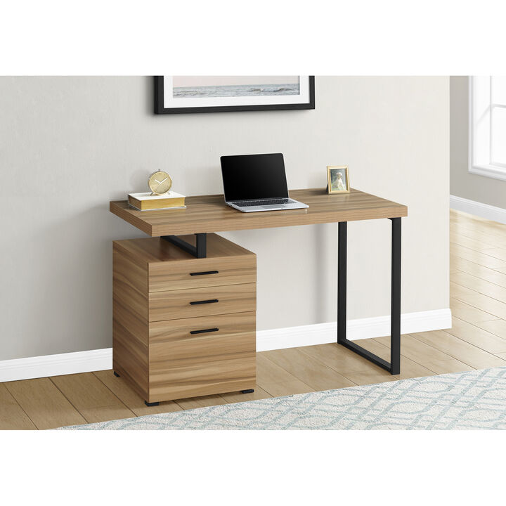 Monarch Specialties I 7642 Computer Desk, Home Office, Laptop, Left, Right Set-up, Storage Drawers, 48"L, Work, Metal, Laminate, Brown, Black, Contemporary, Modern