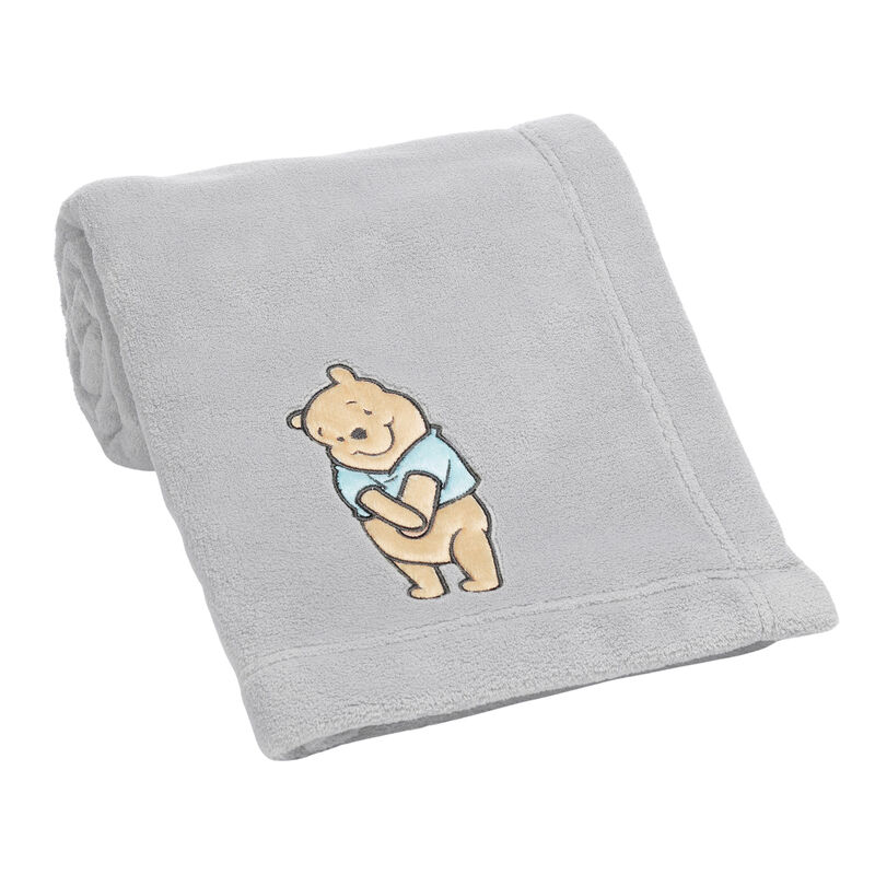 Lambs & Ivy Disney Baby Winnie the Pooh Hugs Gray Soft Fleece Baby Blanket