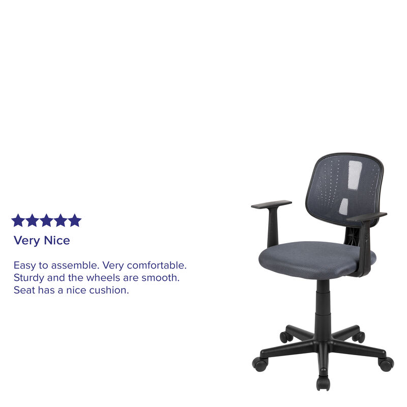 Flash Fundamentals Mid-Back Gray Mesh Swivel Task Office Chair with Pivot Back and Arms