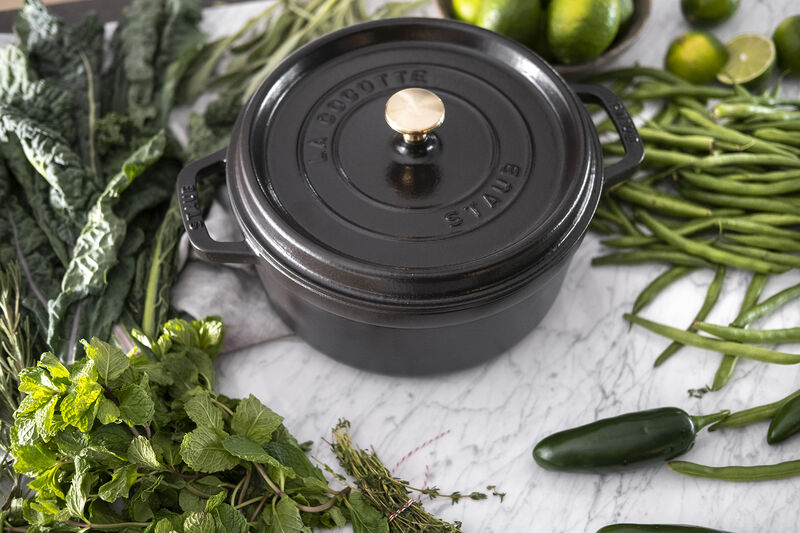 Staub Cast Iron Round Cocotte, Dutch Oven, 4-quart, serves 3-4, Made in France,  Matte Black