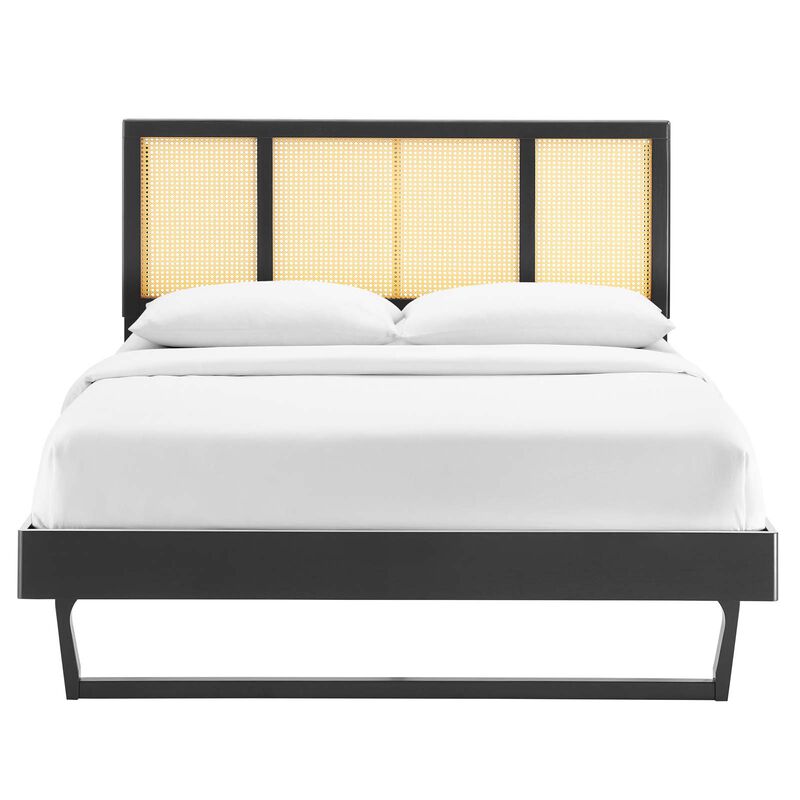 Modway - Kelsea Cane and Wood Full Platform Bed with Angular Legs