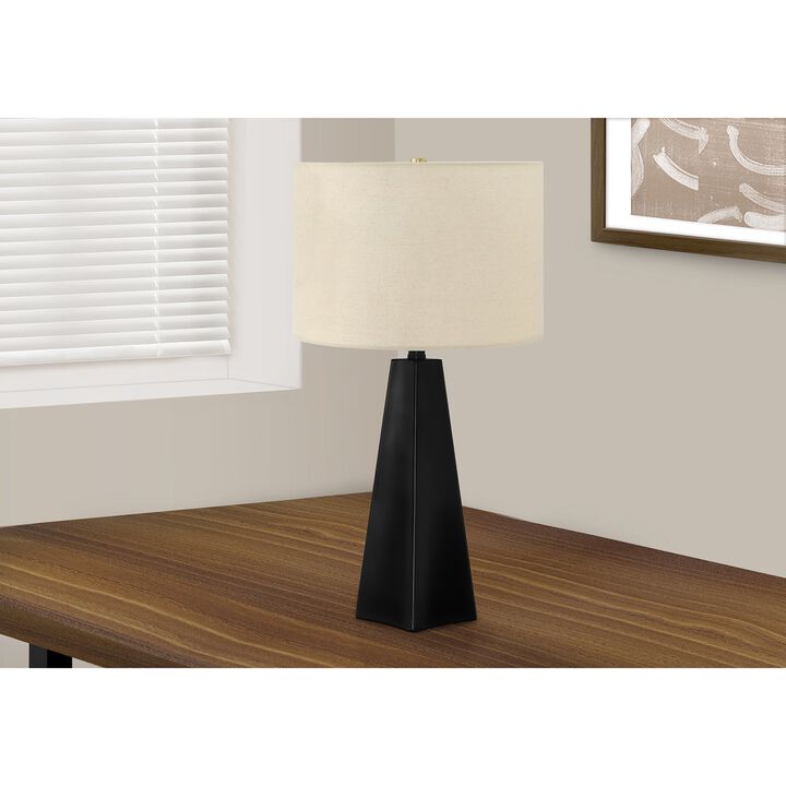 Monarch Specialties I 9726 - Lighting, 27"H, Table Lamp, Black Resin, Beige Shade, Modern